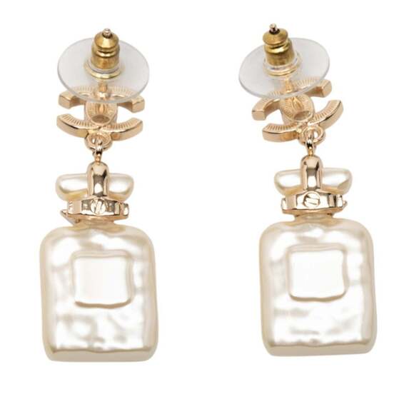 CHANEL Gold Logo Earrings